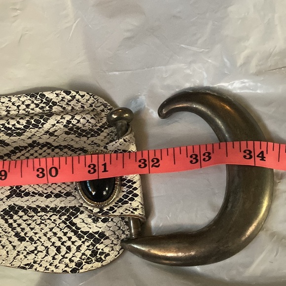 Vintage Stamped Silver and Leather Belt - Picture 5 of 8